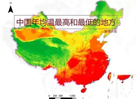 中国年均气温分布图
