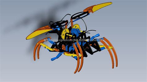 带翅膀的爬行类机器昆虫STP格式模型,机械工具,机械模型,3d模型下载,3D模型网,maya模型免费下载,摩尔网