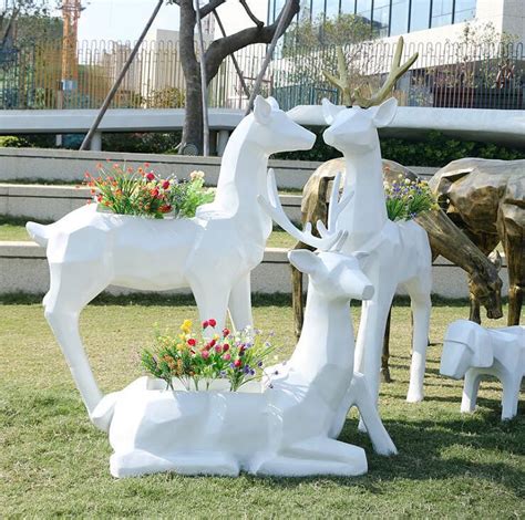 玻璃钢仿铜梅花鹿摆件公园动物雕塑_厂家图片价格-玉海雕塑