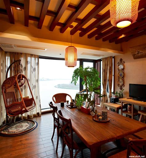 泰愫 东南亚风格家具 实木餐台 槟榔色长桌-美间设计