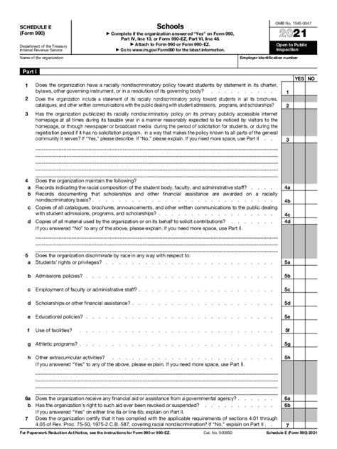 2021 Form IRS 990 or 990-EZ - Schedule E Fill Online, Printable ...