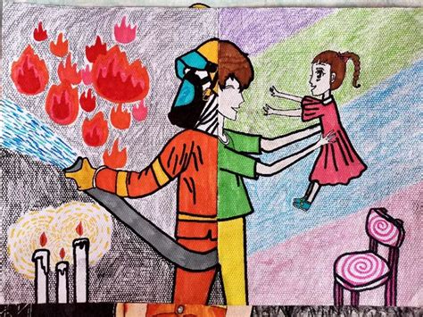 消防安全绘画作品教程，以消防安全为题的画一等奖，超漂亮！
