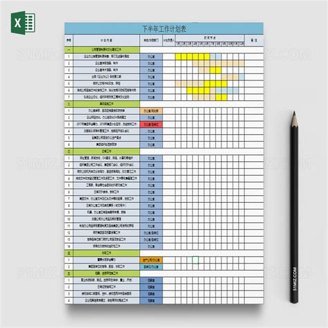 年度工作计划表Excel模板_千库网(excelID：118728)