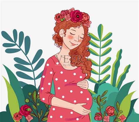 孕妇梦到孩子。母亲和怀孕矢量插图插画图片素材_ID:400232053-Veer图库