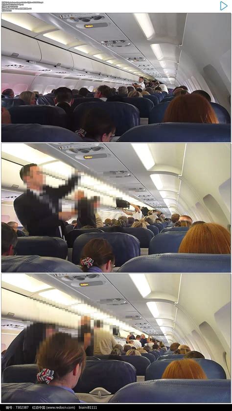 机舱内部乘客下飞机实拍视频图片_实拍素材_编号7302387_红动中国
