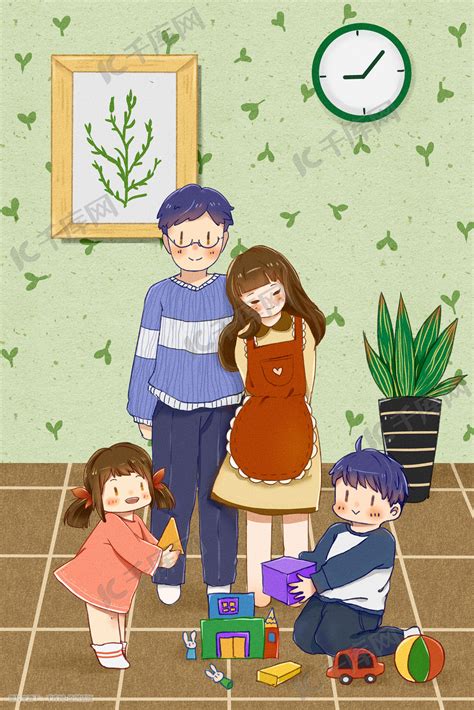 卡通手绘国际家庭日家庭生活全家福人物插画素材免费下载 - 觅知网