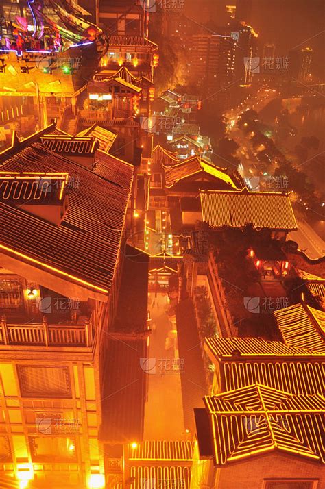 重庆,夜晚,垂直画幅,灯笼,高视角,无人,户外,灯,过去,都市风景