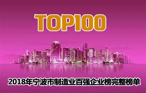 2018年宁波市制造业百强企业榜完整榜单-宁波软件开发公司