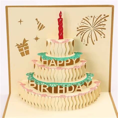 生日贺卡创意3D 立体贺卡 儿童手工制作镂空纸雕蛋糕定制礼品礼物-阿里巴巴