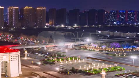 河南许昌城市夜景航拍摄影图-包图企业站