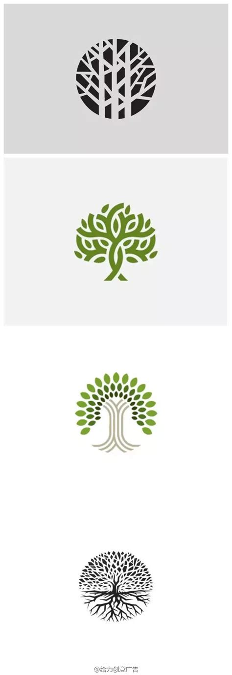 以“树”为元素的logo设计，树代表着绿色、环保