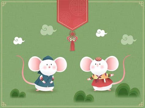 10款可爱手绘卡通老鼠2020新年春节古风贺卡海报插画AI矢量素材 - NicePSD 优质设计素材下载站