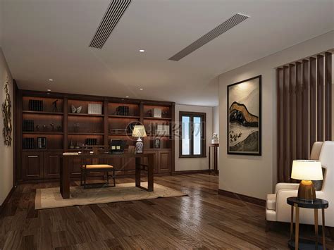 中式风格书房室内设计效果图高清图片下载-正版图片500591870-摄图网