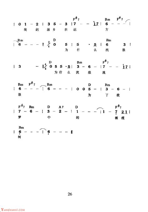 中国经典老歌谱《橄榄树》-简谱大全 - 乐器学习网