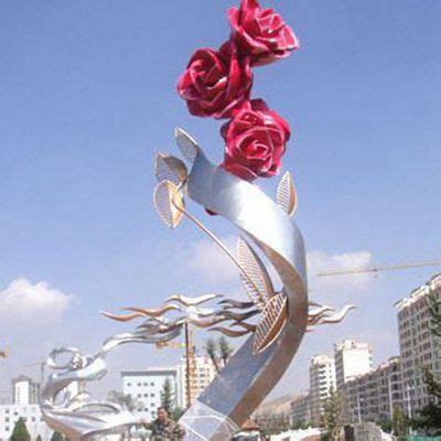 园林雕塑景观实景-景观柱雕塑小品花朵雕塑-设计师图库