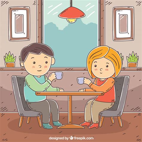 夫妻两人在桌子上喝茶的动作漫画设计_漫品购_MG动画短片素材_flash源文件_动漫矢量图免费素材网