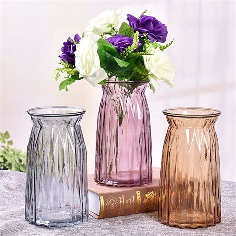 创意花瓶北欧风简约ins玻璃花瓶烟灰色插花器干花瓶水培瓶花器-阿里巴巴