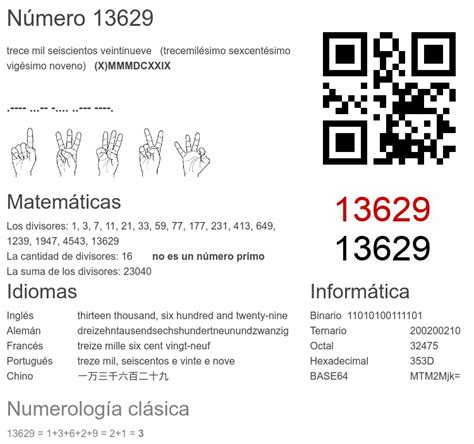 13629 número, significado y propiedades - Numero.wiki