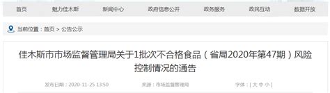 黑龙江佳木斯市市场监管局发布1批次不合格金氏野山椒风险控制情况-中国质量新闻网