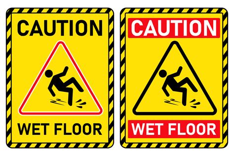 warning caution wet floor slippery after cleaning yellow printable sign ...