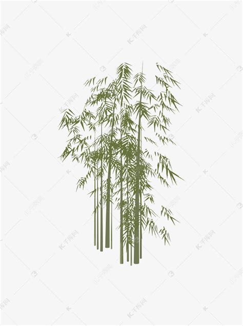 扁平简约手绘风绿色植物竹子竹林元素素材图片免费下载-千库网