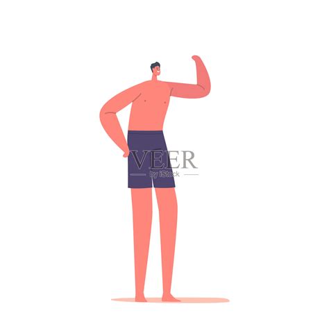 瘦削的男性角色摆姿势与赤裸的躯干。运动员，运动员，举重运动员，孤立在白色背景上插画图片素材_ID:428725065-Veer图库