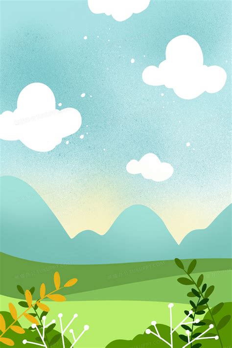 绿色夏日草地清新手绘卡通插画背景背景图片素材免费下载_熊猫办公