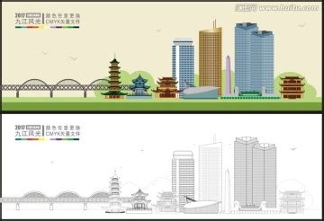 九江标志性矢量建筑,其它,设计素材,设计,汇图网www.huitu.com