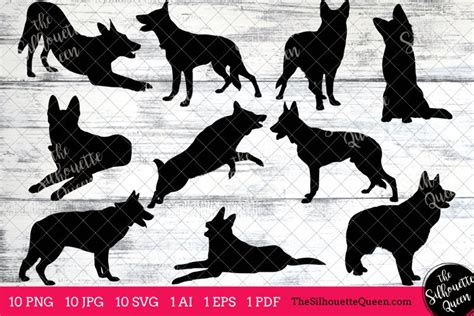 German Shepherd Dog Silhouettes Clipart Clip Art (75869)