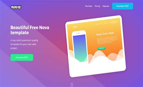 Nova – 展示一页单页应用程序APP推广展示bootstrap5自适应HTML5网站模板免费下载_懒人模板