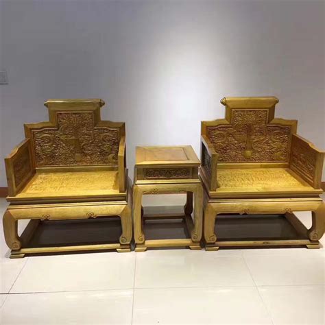金丝楠木家具皇宫椅三件套，茶几+一对椅子 - 名木坊