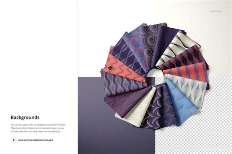 折叠状态展示的布料织物设计psd样机素材 - 25学堂