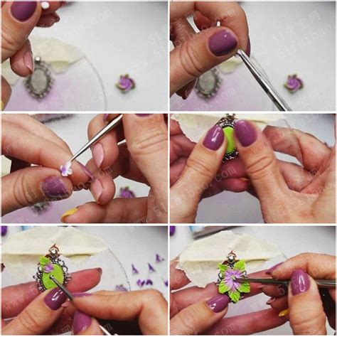 软陶珠宝饰品做法，饰品紫玫瑰吊坠的DIY方法 - 手工小制作 - 51费宝网