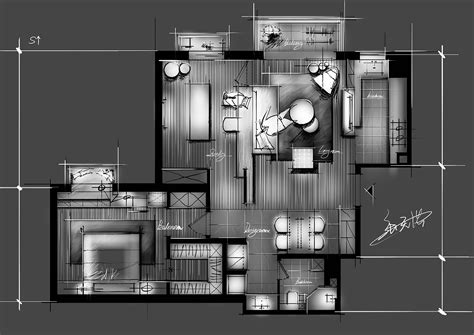 sketchbook室内设计平面方案表现|空间|家装设计|耗子大浩 - 原创作品 - 站酷 (ZCOOL)