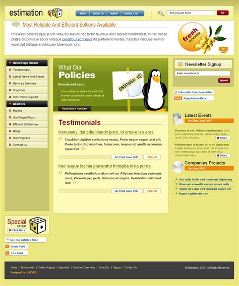 黄色简洁的个人博客网站模板html源码下载 素材 - 外包123 www.waibao123.com