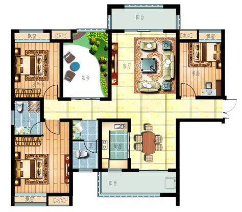 CAD两室一厅高层平面布局 - 草图大师模型