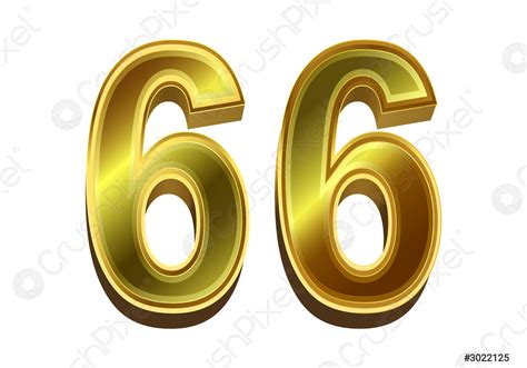 3d golden number 66 isolated on white background - stock vector ...
