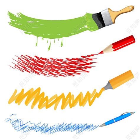 画笔彩铅彩笔马克笔笔刷水彩喷绘矢量素材免费下载 - 觅知网