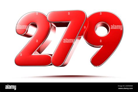 Rounded red numbers 279 on white background 3D illustration with ...