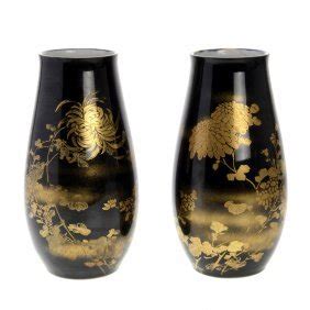 Pair Namikawa Sosuke ceramic vases : Lot 1242