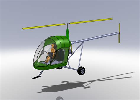单人直升机_SOLIDWORKS 2010_模型图纸下载 – 懒石网