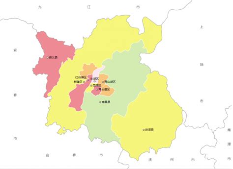 南昌市行政区划地图：南昌市辖6个区、3个县分别是哪些？