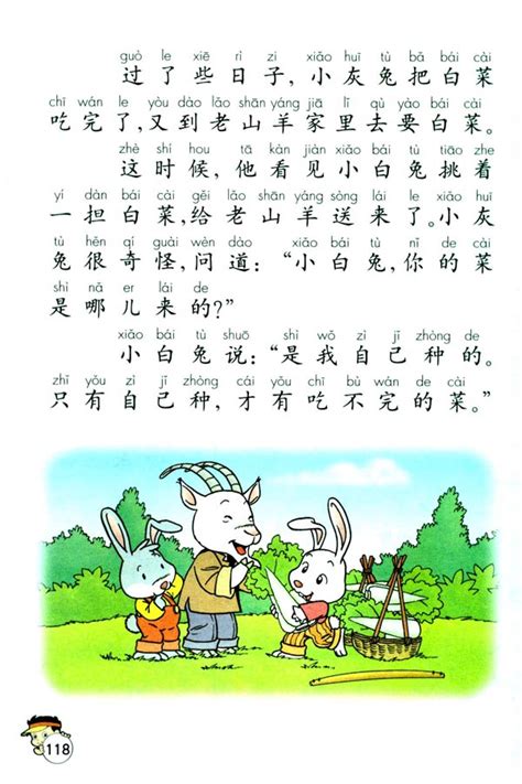 小学一年级语文下册小白兔和小灰兔_人教版小学课本