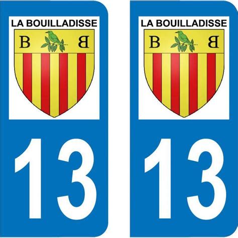 Sticker plaque immatriculation département La Bouilladisse 13720