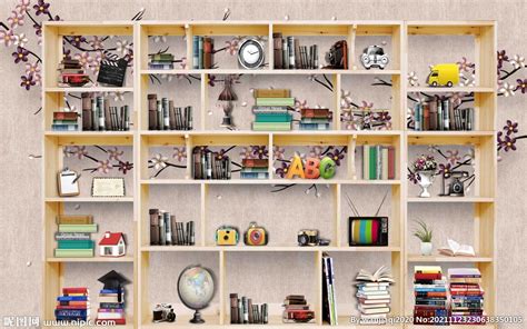 现代书柜直播间背景幕布墙面,室内设计,模型设计/效果图,设计模板,汇图网www.huitu.com