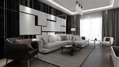黑白灰现代简约客厅装修效果图_齐家网装修效果图