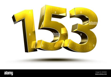 Gold numbers 153 isolated on white background illustration 3D rendering ...