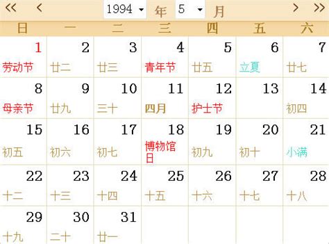 1994全年日历农历表 - 第一星座网