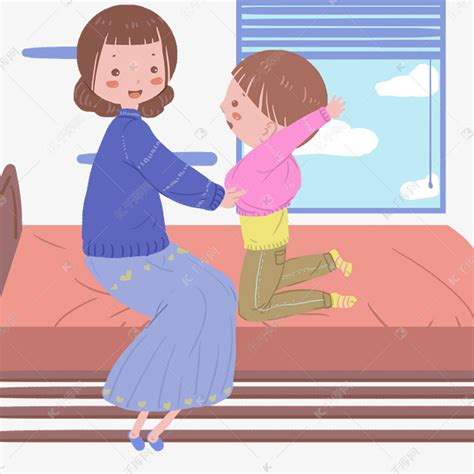 卡通女孩送母亲礼物免抠图素材图片免费下载-千库网