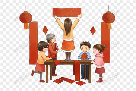 红色中国风2023贴窗花春节习俗年俗海报腊月二十八设计图片下载_psd格式素材_熊猫办公